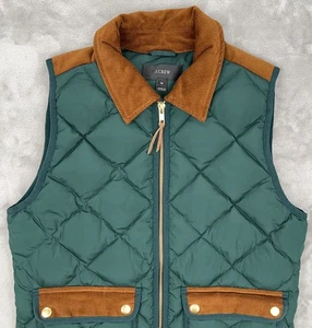 Chaleco de plumón J CREW Excursion para mujer XS acolchado borde de pana cremallera completa verde a presión - Imagen 1 de 24