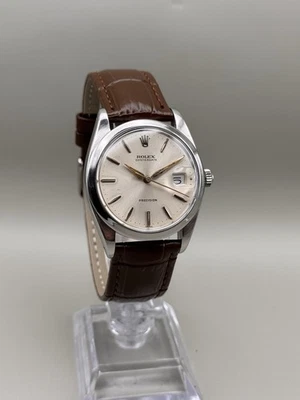 Rolex Oysterdate Precision 6694 Silver Sunburst Dial 34mm Cal. 1215 Vintage Rare - Image 1 of 4