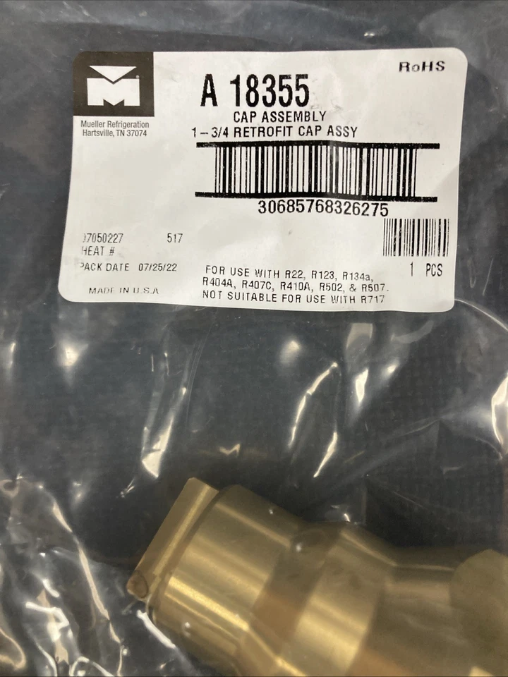 Mueller Refrigeration A 18355 Cap Assembly 1-3/4 Retrofit Cap Assembly