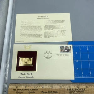 World War II 22kt Gold Stamps First Day of Issue 32 Cent JAPANESE SURRENDER - Picture 1 of 4