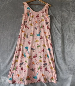 Fresh Produce Dress Womens Large Pink Flamingos Palms Tropical Tank Shelf Bra - Picture 1 of 11