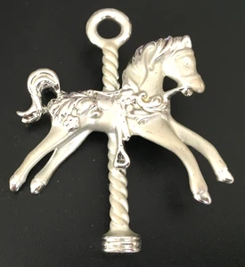 Vintage Brooch Pin SIGNED AJC Carousel Horse Silver tone Jewelry lot y - Picture 1 of 2