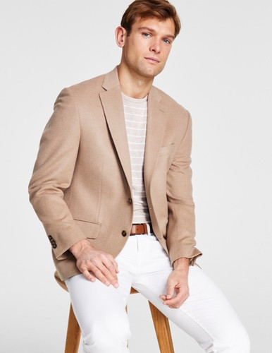 Cappotto sportivo Michael Kors uomo lana cashmere lusso vestibilità classica cammello 44 S