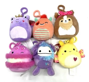 Lot de 6 mini peluches à clipser Squishmallow Kellytoy 3,5" Valentines Squad 2024 - Photo 1 sur 1