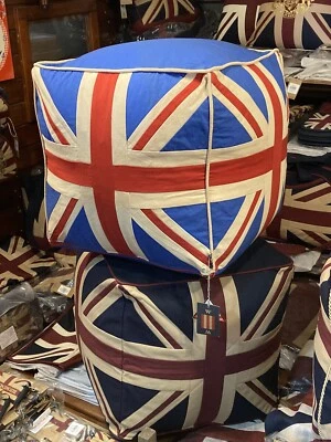 MARINE Union Jack / Puffe de tapiz vintage del Reino Unido / otomano (18x18x18 pulgadas) Foto 1 de 4