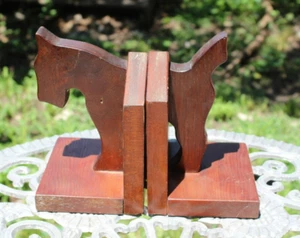 Vintage Handmade Wooden Scottie Dog / Scottish Terrier Bookends - Picture 1 of 8