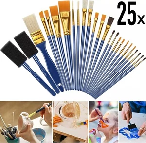 25Pcs Paint Brushes, Flat Paint Brushes Artist Paint Brush Set for Acrylic Oil - Picture 1 of 11