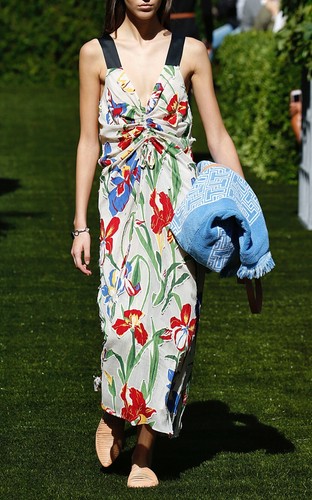 Abito Tory Burch Clarissa Iris Runway nuovo con etichette 2 festa in giardino