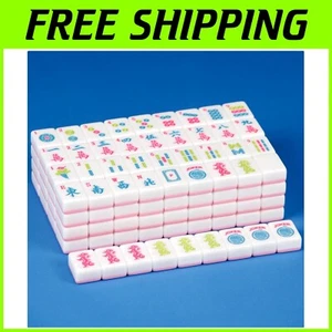 Stilvolles 166 rosa Mahjong Spiel Set mit leichten 1,2 Zoll Melamin Spielsteine - Bild 1 von 8