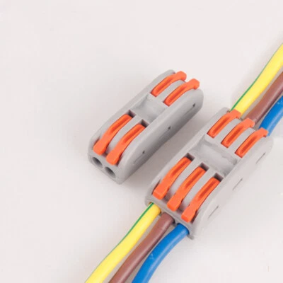 Electrical Cable Connectors Block Quick Lock Wire Spring Lever Terminals Inline - Image 1 of 4