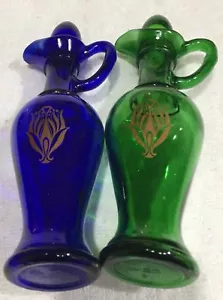 ✨REDUCED✨ Avon Cobalt Blue&Emerald Green Decanter/Cruet Bottles SkinSoSoft-Empty - Picture 1 of 12