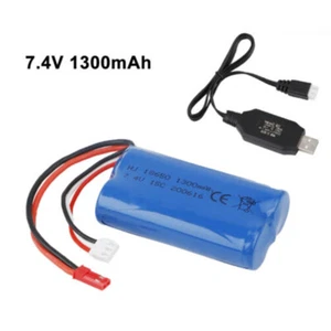 1300mAh 7.4V Battery 15C JST Plug with USB Charger for RC Car Off Road Truck - Picture 1 of 9