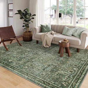 Morebes Vintage 8x10 Rugs for Living Room, Green Washable Area Rugs for Bedro... - Picture 1 of 8