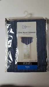 Mainstays One Ascot Valance 40" W x 24" L Tucson     Blue Polyester  New - Picture 1 of 3