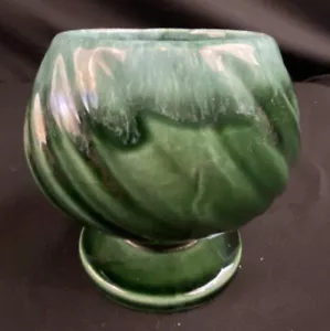 Hull USA Swirl Pedestal Vase Planter Green & Blue F86 Vintage Ceramic Succulent - Picture 1 of 6