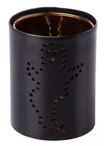 NWTA IKEA Kustfyr Lantern for Tealight, Ghost, 10 cm, Black Metal/Amber Glass - Picture 1 of 24