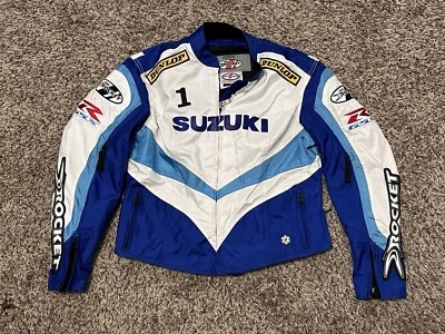 Joe Rocket Womens Medium Suzuki  Blue & White Armored Motorcycle Jacket Coat - Image 1 of 4