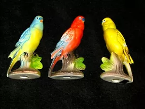 FIGURINA PARROCCHETTO UCCELLINO PAPPAGALLO IN CERAMICA BRINNS VINTAGE GIAPPONESE COLORATA BELLA - Foto 1 di 14