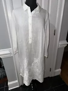 VESTIDO J. JILL, 100% LINO, MUJER BLANCO, DISEÑADOR, BORDADO Talla: L - Imagen 1 de 11