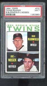 1964 Topps #532 Twins Rookie Stars Bud Bloomfield Joe Nossek PSA 7 Graded Card