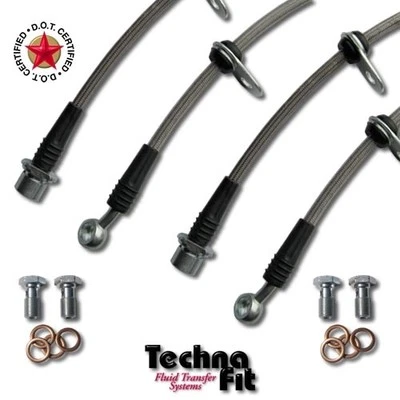 For 11-16 Scion tC iM FRONT + REAR Techna-Fit Stainless Steel Braided Brake Line - Image 1 of 3
