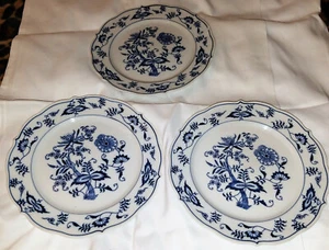 3 Blue Danube Blue Onion 8.5” Scalloped Salad PLATES Banner Mark  Great! - Picture 1 of 4