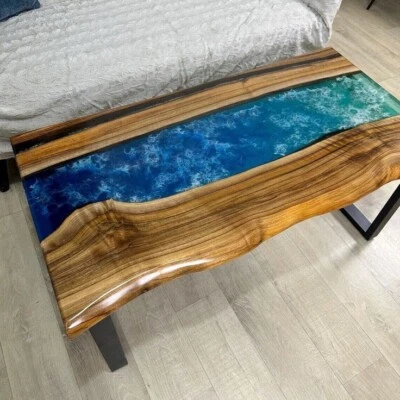 Epoxy resin Ocean table, Epoxy Table, Ocean Table ,Wood Dining Table Home Decor - Image 1 of 3