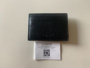NEW Coach F75459 Men's Money Clip Card Case Leather Wallet BLACK $98