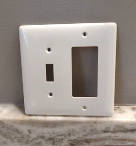 2 Gang 1-Toggle and 1-Rocker Steel Wall Plate - White G7 - Picture 1 of 4