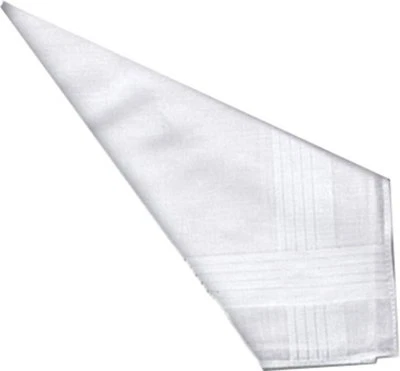 Pack of 12,Men's Handkerchiefs White Superfine Satin Border 100% Cotton,40x40cm.