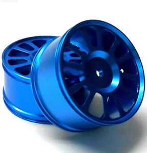 85622 285039R 1/16 Scale RC Rear Wheels Rims 2 Chrome Light Blue 12 Spoke Alloy - Picture 1 of 1