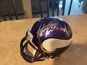 Adrian Peterson Percy Harvin Autographed Riddell Mini Helmet MN Vikings SKOL! - Picture 1 of 2