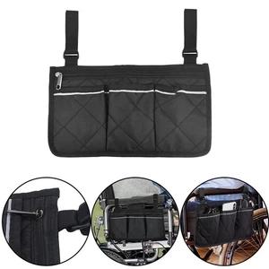 2X Outdoor Wheelchair Side Pouch Storage Bag Armrest Pocket Organizer Holder - Picture 1 of 8