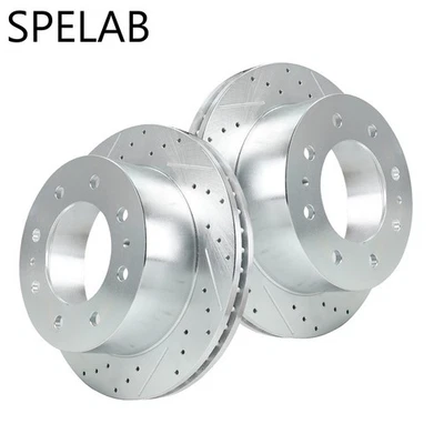 SPELAB Front Drilled Disc Brake Rotors for 11-19 GMC Sierra Chevy Silverado 2500 - Изображение 1 из 4
