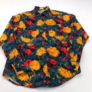 J. Crew mittelschweres Flanellhemd klein Hawaii Blumen Knopf LS Freizeitkragen - Bild 1 von 10