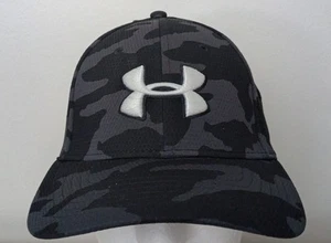 Under Armour UA Gray Black Camo Printed Blitzing Stretch Fit Cap Size L/XL - Picture 1 of 13