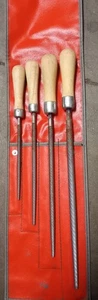 Snap-on HB200 4-Piece Round File Set w/ Pouch Wood Handle Hand Tools Vintage - Bild 1 von 2