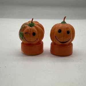 PAAR seltene Halloween Mini Kerzen 1" 1/2 H Kürbisse UNBENUTZT - Bild 1 von 8