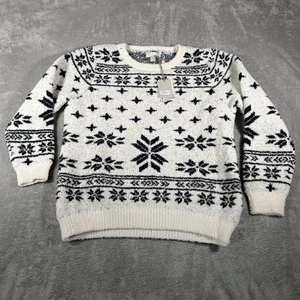 Barefoot Dreams Sweater Womens XL Cream CozyChic Seaside Fair Isle Knit Crewneck - Picture 1 of 9