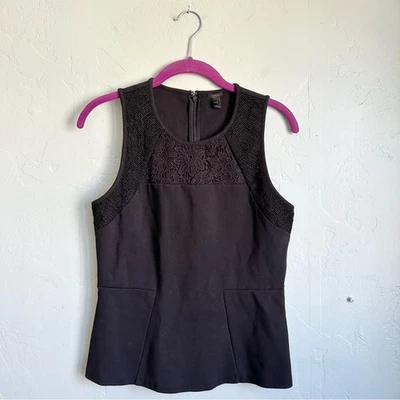 J. Crew Women's Black Peplum Embroidered Lace Sleeveless Top Size Small EUC - Image 1 of 4
