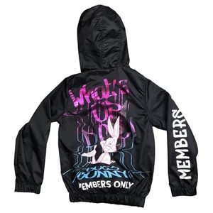 Members Only Looney Tunes Kinder What's Up Doc Bugs Bunny schwarzer Windbreaker Größe 8 - Bild 1 von 22