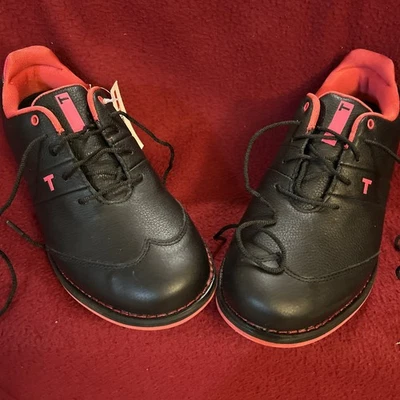 NWT TRUE Linkswear Leather 2-in-1 Spiked/Spikeless Blk Sneaker Golf Shoes Wm's 7 - Image 1 of 4