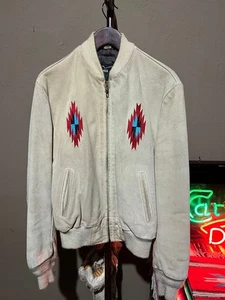 Old Schott 90s Chimayo Embroidered Suede Leather Jacket Brown Size 38 from Japan - Picture 1 of 11