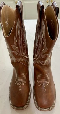 Youth Unisex Boots Size 36 Brown Synthetic Upper Cowboy Western Boots - Image 1 of 4