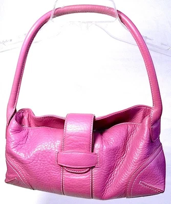 Bolso de hombro pequeño vintage Ann Taylor de cuero genuino rosa oscuro Foto 1 de 4