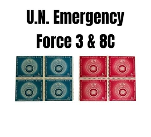 Briefmarken VEREINIGTE NATIONEN (4er Block) 3 & 8 Cent Emergency Force SJXX-590 - Bild 1 von 2