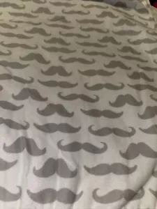 Trend Lab Baby White & Gray Mustache Cotton Receiving Blanket 48” Soft Flannel - Picture 1 of 4