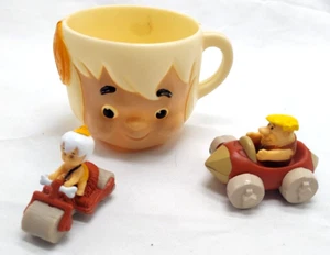 Paquete de 3+ artículos de piedra de pedernal taza de bam-bam, coche y coche Barney Los Picapiedra - Imagen 1 de 7