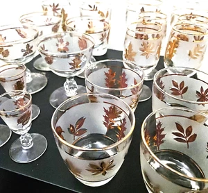 Juego de 20 copas Libbey Gold Leaf esmeriladas años 50 vino cordial cóctel - Imagen 1 de 12