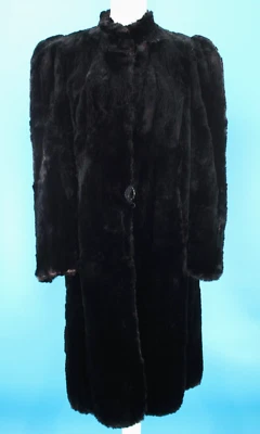 Abrigo largo de piel negro de colección para mujer años 30 talla XS/S 1930 University Furriers Foto 1 de 4